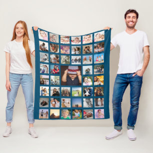 Photo Collage Unique Personalized DIY Custom Fleece Blanket
