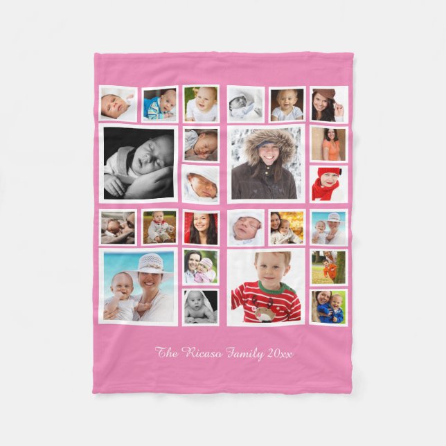 Photo Collage  Unique Personalized DIY Custom Fleece Blanket (Front)