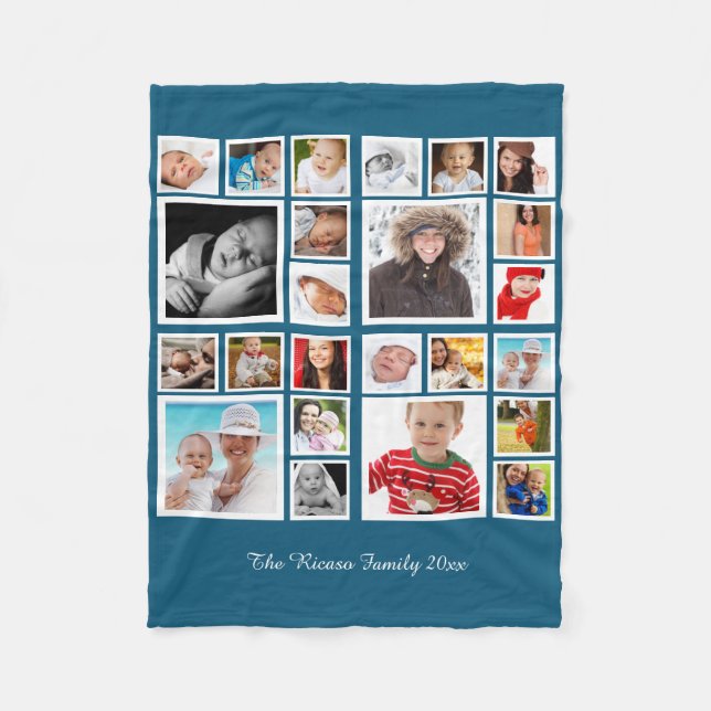 Photo Collage  Unique Personalized DIY Custom Fleece Blanket (Front)