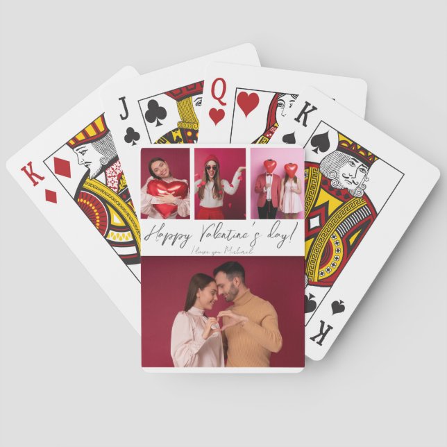 Photo Collage Valentine's Day Couple gift Poker Cards (Back)