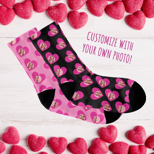 Photo Collage Valentines Day Heart Mismatched Socks