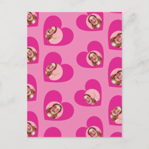 Photo Collage Valentine's Day Hearts Pink Postcard