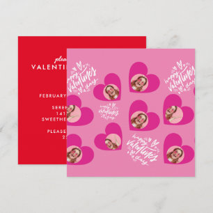 Photo Collage Valentine's Day Hot Pink Party Invitation