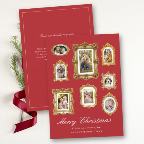Photo Collage Vintage Gold Frames Heirloom Elegant Holiday Card
