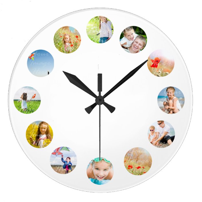 Photo Collage Wall Clock with Your Images