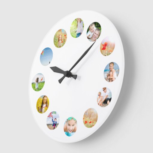 Photo Collage Wall Clock with Your Images Zazzle