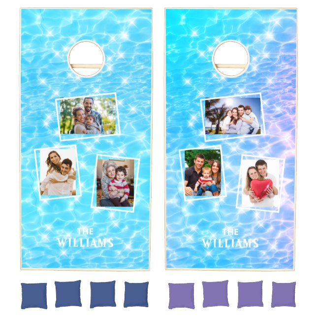 Photo collage water ripples water textures modern cornhole set (Set)