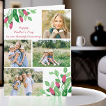 Photo Collage Watercolor Soft Floral Editable Card<br><div class="desc">Create your own photo card, editable for anyone and any occasion. The photo template is set up for you to add your photos, which are displayed in landscape and square instagram format. The design features watercolor bouquets of pink rose buds and green foliage. The wording is fully editable and lettered...</div>