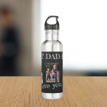 Photo collage we love you dad Fathers Day Stainless Steel Water Bottle<br><div class="desc">Best dad ever bold white typography on dark grey charcoal chalkboard water bottle personalized keepsake Father's Day or birthday gift for father with your 5 photos,  your text,  and your signature.</div>