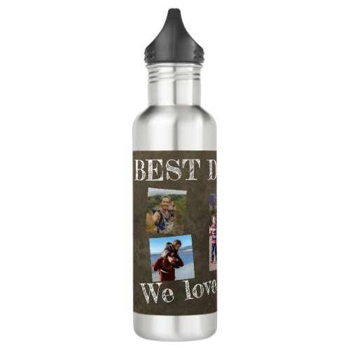 Photo collage we love you dad Fathers Day Stainless Steel Water Bottle