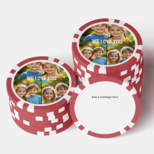 Photo Collage "We Love You Dad" lucky Poker Chips