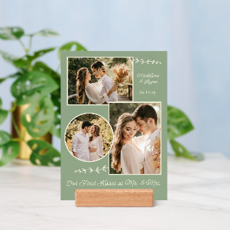 Photo Collage Wedding Couple Custom Mr Mrs Sage Holder