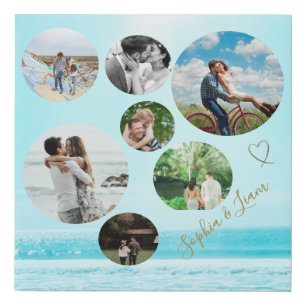 Photo Collage Wedding Engagement Memories Faux Canvas Print