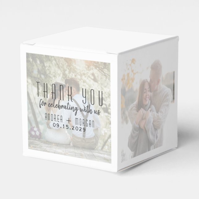 Photo Collage Wedding Favor Box (Front Side)