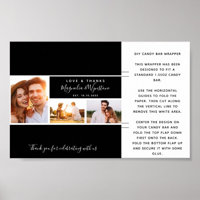 Photo Collage Wedding Favor Candy Bar Wrapper Poster (Front)