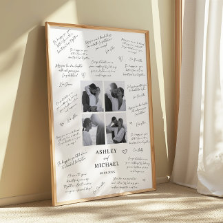 Photo Collage Wedding Guest Signature Poster