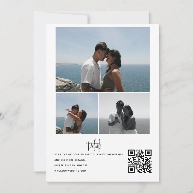Photo Collage Wedding | Qr Code Invitations (Back)