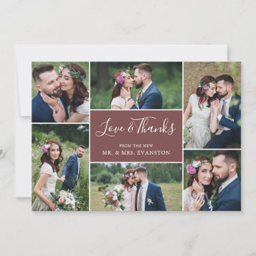 Photo Collage Wedding Thank You Flat Card  Brick