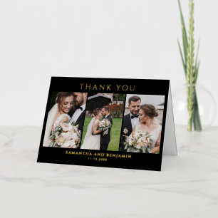Photo Collage Wedding Thank You Gold Foil Card