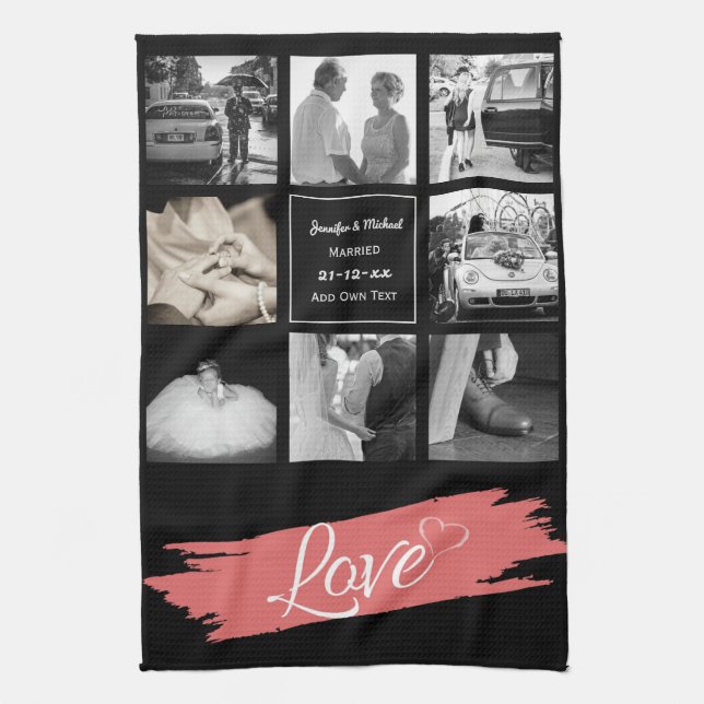 PHOTO COLLAGE Wedding Vow Renewal Anniversary Love Kitchen Towel (Vertical)