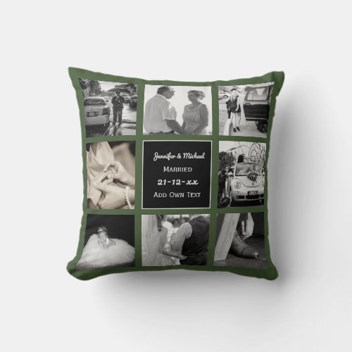 PHOTO COLLAGE Wedding Vow Renewal or Anniversary G Throw Pillow
