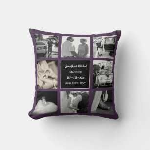 PHOTO COLLAGE Wedding Vow Renewal or Anniversary P Throw Pillow