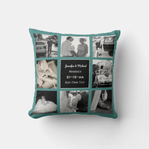 PHOTO COLLAGE Wedding Vow Renewal or Anniversary T Throw Pillow