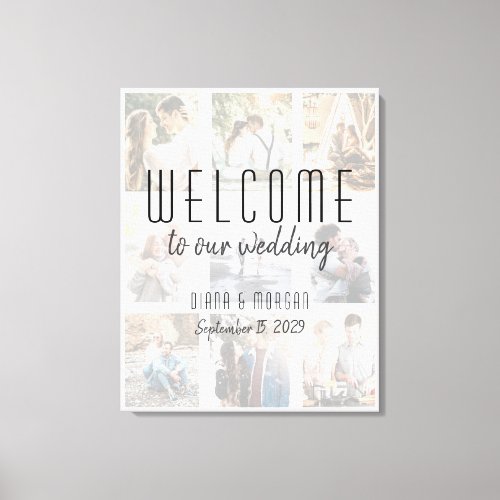 Photo Collage Wedding Welcome Canvas Print