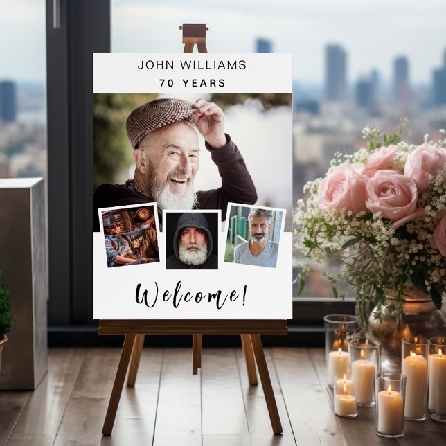 Photo collage white birthday party welcome foam board (Creator Uploaded)