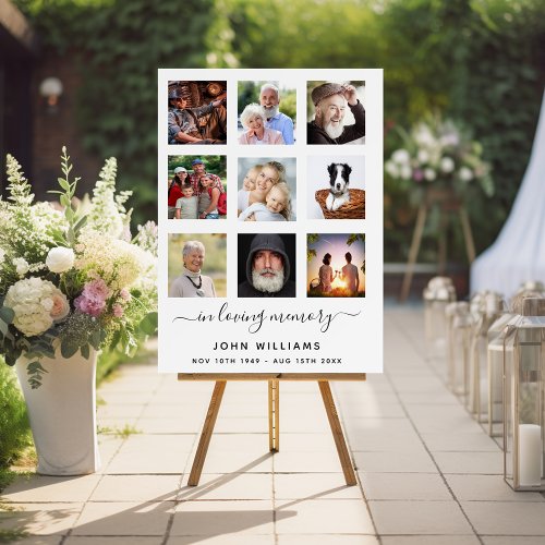 Photo collage white memorial elegant funeral