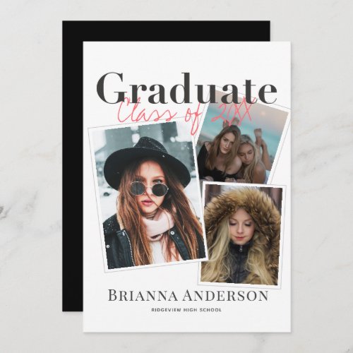 Photo Collage White Virtual Graduation Party Invitation