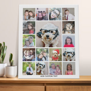 Photo Collage with 17 Photos - can edit color Faux Canvas Print