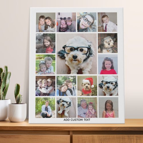 Photo Collage with 17 Photos _ can edit color Faux Canvas Print