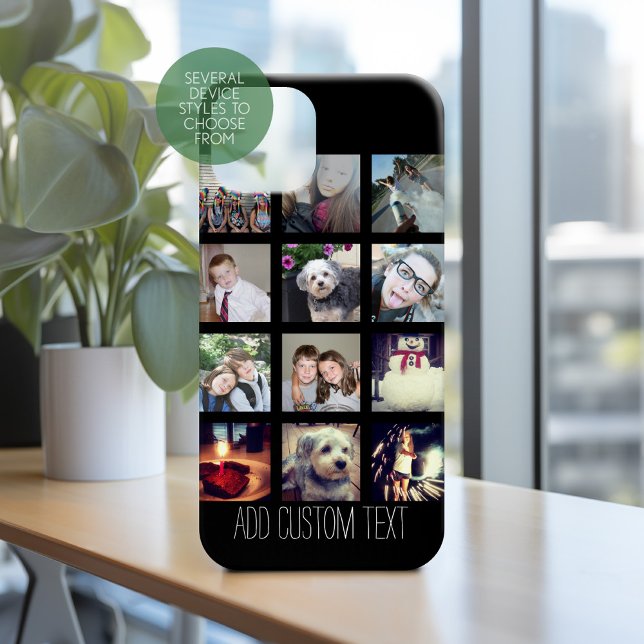 Photo Collage with Black Background Case-Mate iPhone Case (Personalized Phone Case with Custom Photos and Text - Pick Your Device Style)