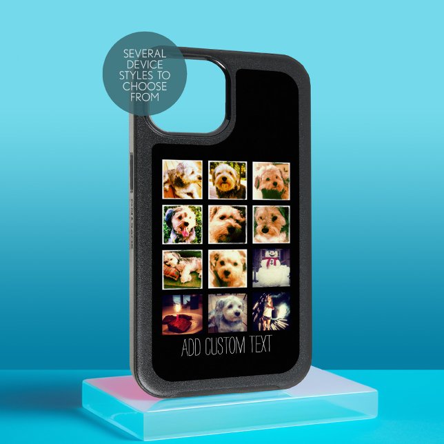 Photo Collage with Black Background Otterbox iPhone Case (Personalized Phone Case with Photos and Custom Text)