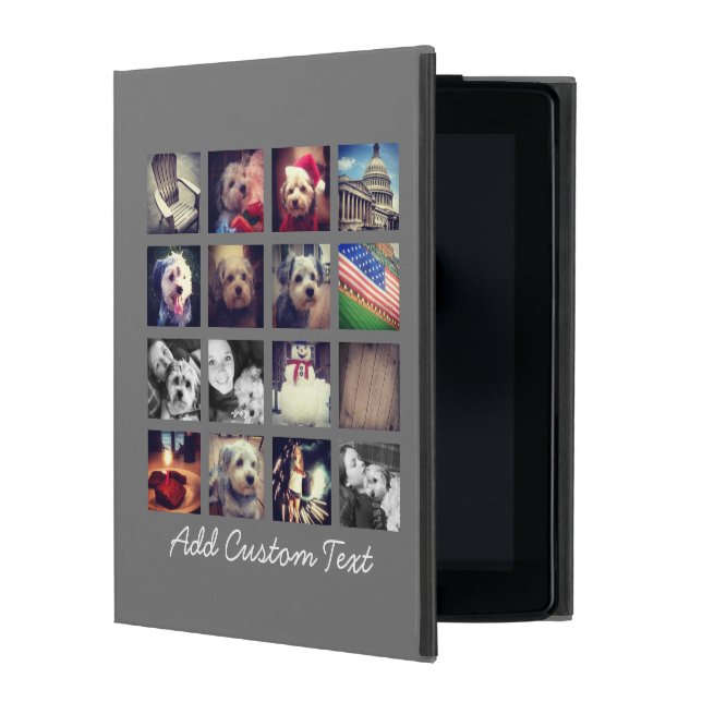 Photo Collage with Charcoal Background - 16 pics iPad Cover (Front)