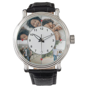 Photo collage with cute hearts watch