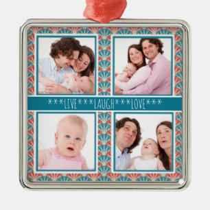 Photo Collage with Decorative Fan Pattern Metal Ornament