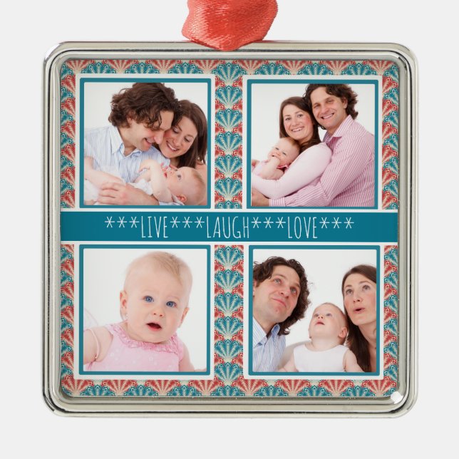 Photo Collage with Decorative Fan Pattern Metal Ornament (Front)