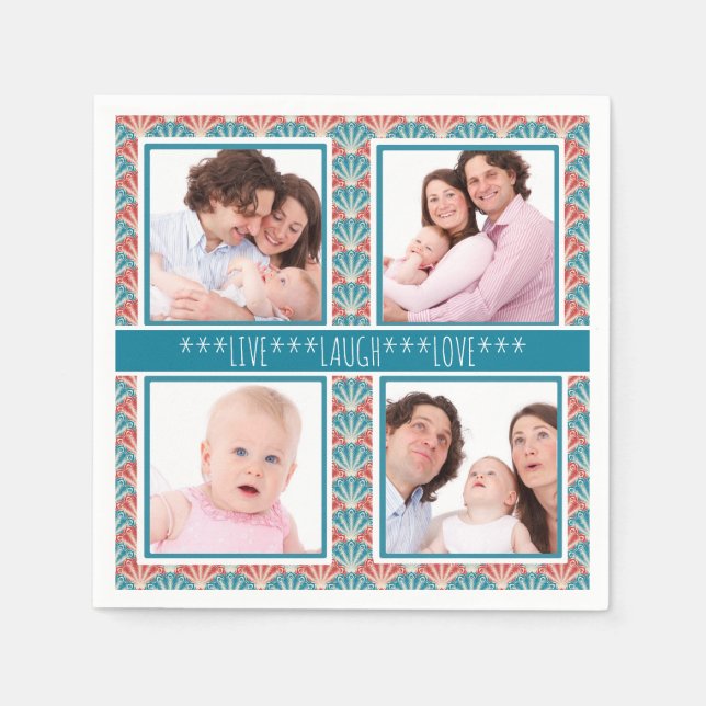 Photo Collage with Decorative Fan Pattern Napkins (Front)
