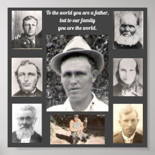 Photo Collage with Fathers Quote Gray Poster