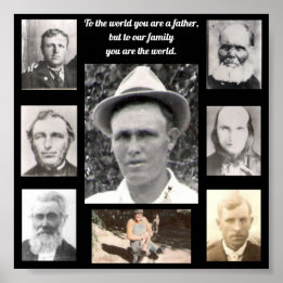 Photo Collage with Fathers Quote Red Poster