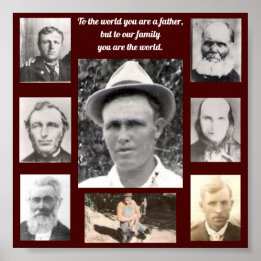 Photo Collage with Fathers Quote Red Poster