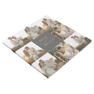 Photo Collage with Merry and Married Gold Script Gallery Wrap