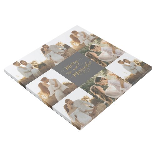 Photo Collage with Merry and Married Gold Script