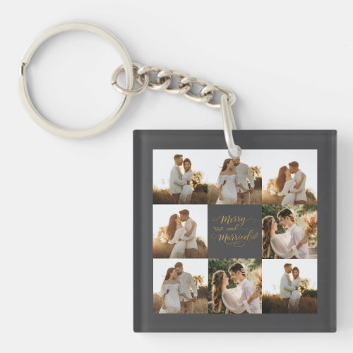 Photo Collage with Merry and Married Gold Script