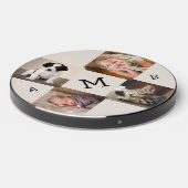 Photo Collage with Monogram on Beige Wireless Charger (Front 2)