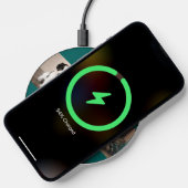 Photo Collage with Monogram on Teal Wireless Charger (Phone)