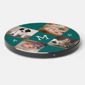 Photo Collage with Monogram on Teal Wireless Charger (Front 2)
