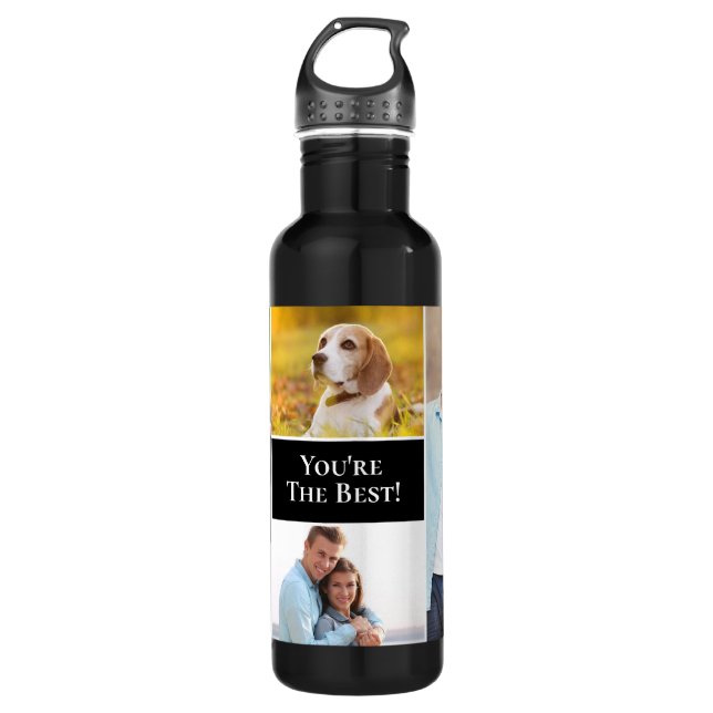Photo collage You're the best Modern Simple Custom Stainless Steel Water Bottle (Front)